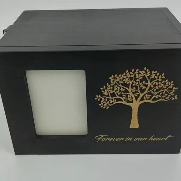 Pet Memorial Wooden Urn or Keepsake Box, Photo Space, Clasp Top, Printed Saying - Picture 2 of 6